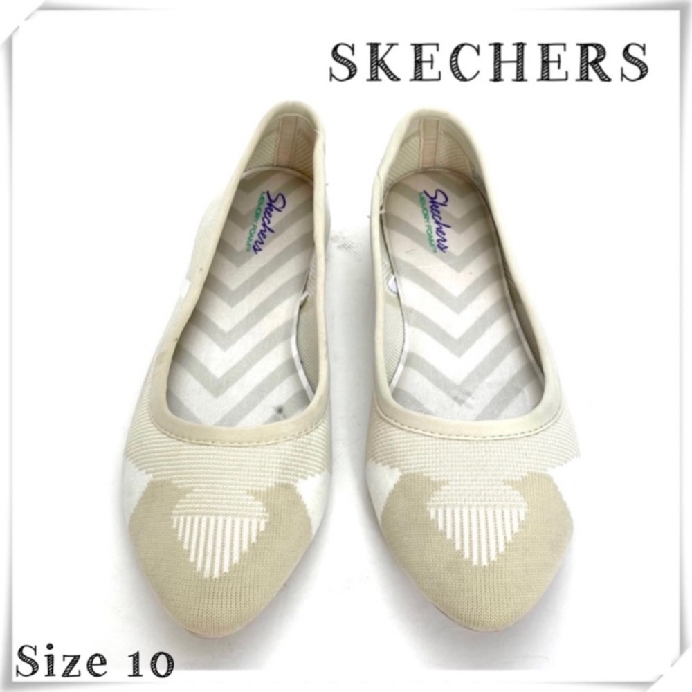 SKECHERS Cleo-Wham Knit Memory Foam Ballet Flats in Ivory National